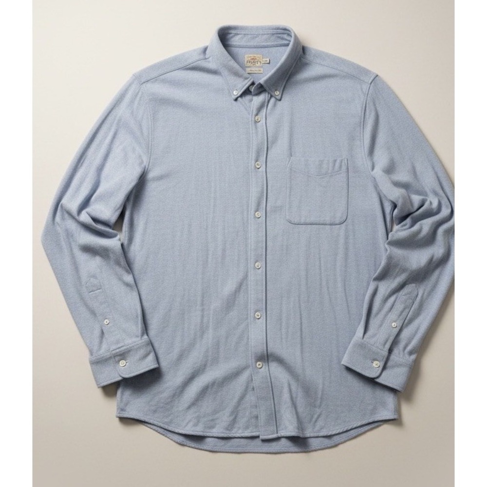 Faherty Brand Coastline Knit Shirt Oceanside Blue Men's Size XXL Button Front